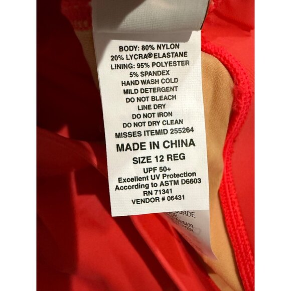 L.L.Bean New Swim Skirt Size 12 Coral Orange Sunblocking 13" Swim Bottom UPF 50 - Picture 9 of 9